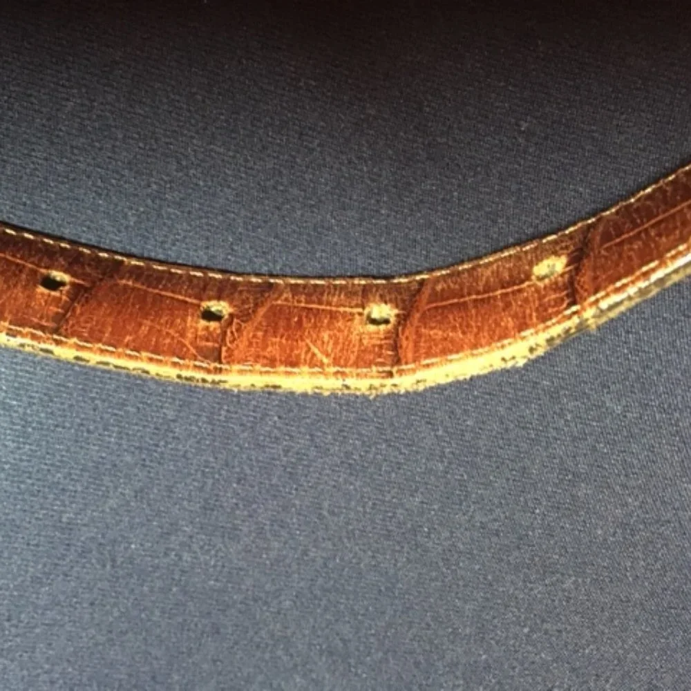 Brighton Brown Black Reversible Two-Toned Leather Croco-Look Belt Small